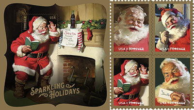Official USPS Sparkling Holidays Forever stamps booklet artwork