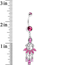 Pink Gem Party Ready Fan Chandelier Dangle Belly Ring