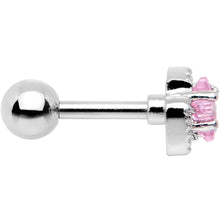 16G 1/4 Pink Star CZ Gem Bow Tie Cartilage Tragus Earring
