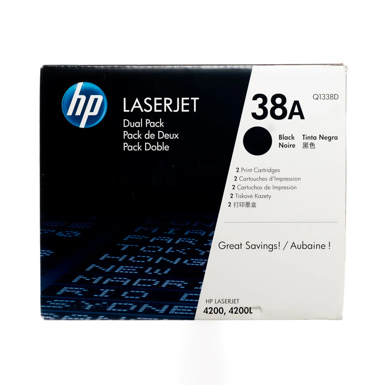 New, Pre-Owned - HP 38A Standard-Yield Black LaserJet Dual Pack Toner Cartridge, Q1338D