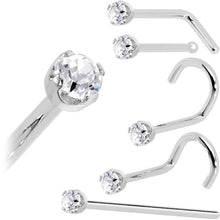 Solid 14K White Gold 2mm Genuine Diamond Nose Ring