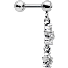 16G 1/4 Clear Gem Double Star Dangle Cartilage Tragus Earring