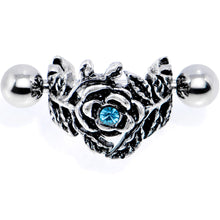 16G 1/2 Aqua Gem Floral Wreath Cuff Cartilage Earring