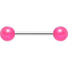 Matte Iridescent Neon Pink 6mm Acrylic Ball Barbell Tongue Ring