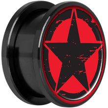 Black Red Distressed Star Black Anodized Screw Fit Plug Set 18mm