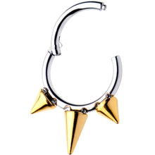 16G 5/16 Gold Tone Spike Punk Hinged Segment Ring