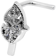 20G Clear CZ Leaf Faux Hoop L Shaped Nose Ring