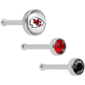 20G Licensed NFL Kansas City Chiefs Logo Nose Bone 3 Pack Set