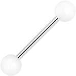 White Silicone Coated Acrylic Ball End Barbell Tongue Ring