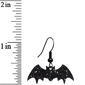 Glittery Black Bat Dangle Earrings