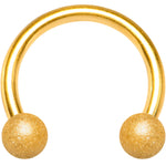 16G 5/16 Gold Color PVD Textured Horseshoe Circular Barbell