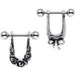 16G 3/8 Steel Beautiful Bow Flower Helix Cartilage Earring Set