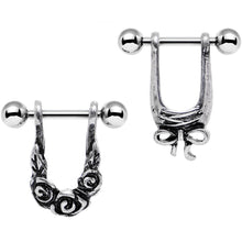 16G 3/8 Steel Beautiful Bow Flower Helix Cartilage Earring Set