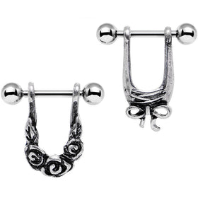 16G 3/8 Steel Beautiful Bow Flower Helix Cartilage Earring Set