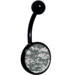 Digital Camo Print Black Belly Ring