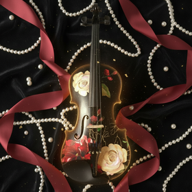 Rozanna's Rose Delight Black Violin Outfit | Pearl Fine Tuners & Brazilwood Bow