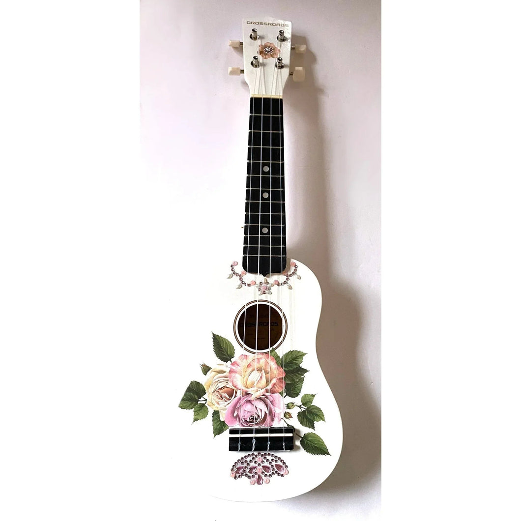 Rose Delight Ukulele | Hand Applied Design & Crystal Details