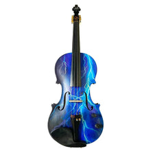 Electric Blue Lightning Violin | Electric-Acoustic with Machine Head Pegs & Carbon Bow