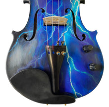 Electric Blue Lightning Violin | Electric-Acoustic with Machine Head Pegs & Carbon Bow