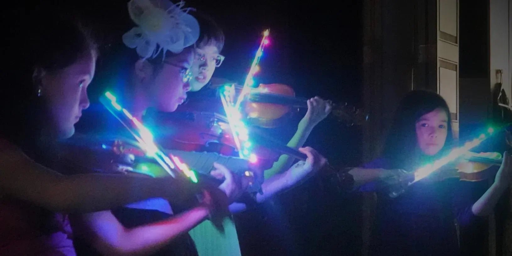 Rozanna's Multi Color Violin Glow Bow | 8 Light Settings & Crystal Frog