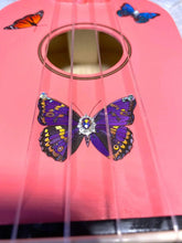 Rozanna's Butterfly Dream Ukulele | Hand Applied Artwork & Crystal Details