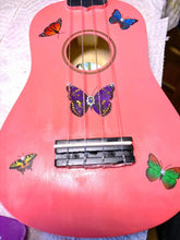 Rozanna's Butterfly Dream Ukulele | Hand Applied Artwork & Crystal Details