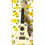 Rozanna's Butterfly Dream Ukulele | Hand Applied Artwork & Crystal Details
