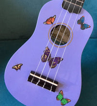 Rozanna's Butterfly Dream Ukulele | Hand Applied Artwork & Crystal Details