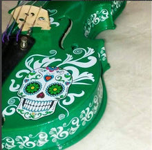 Cinco de Mayo Emerald Green Violin Outfit | Sugar Skull Design & Carbon Fiber Bow
