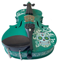Cinco de Mayo Emerald Green Violin Outfit | Sugar Skull Design & Carbon Fiber Bow