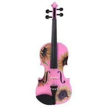 Sunflower Delight Pink Glitter Violin Outfit | Pearl Fine Tuners & Brazilwood Bow