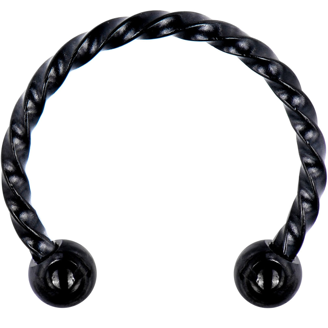 16G 1/2 Black Seriously Twisted Horseshoe Circular Barbell