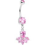 Pink Gem Brilliant Bunch Dangle Belly Ring