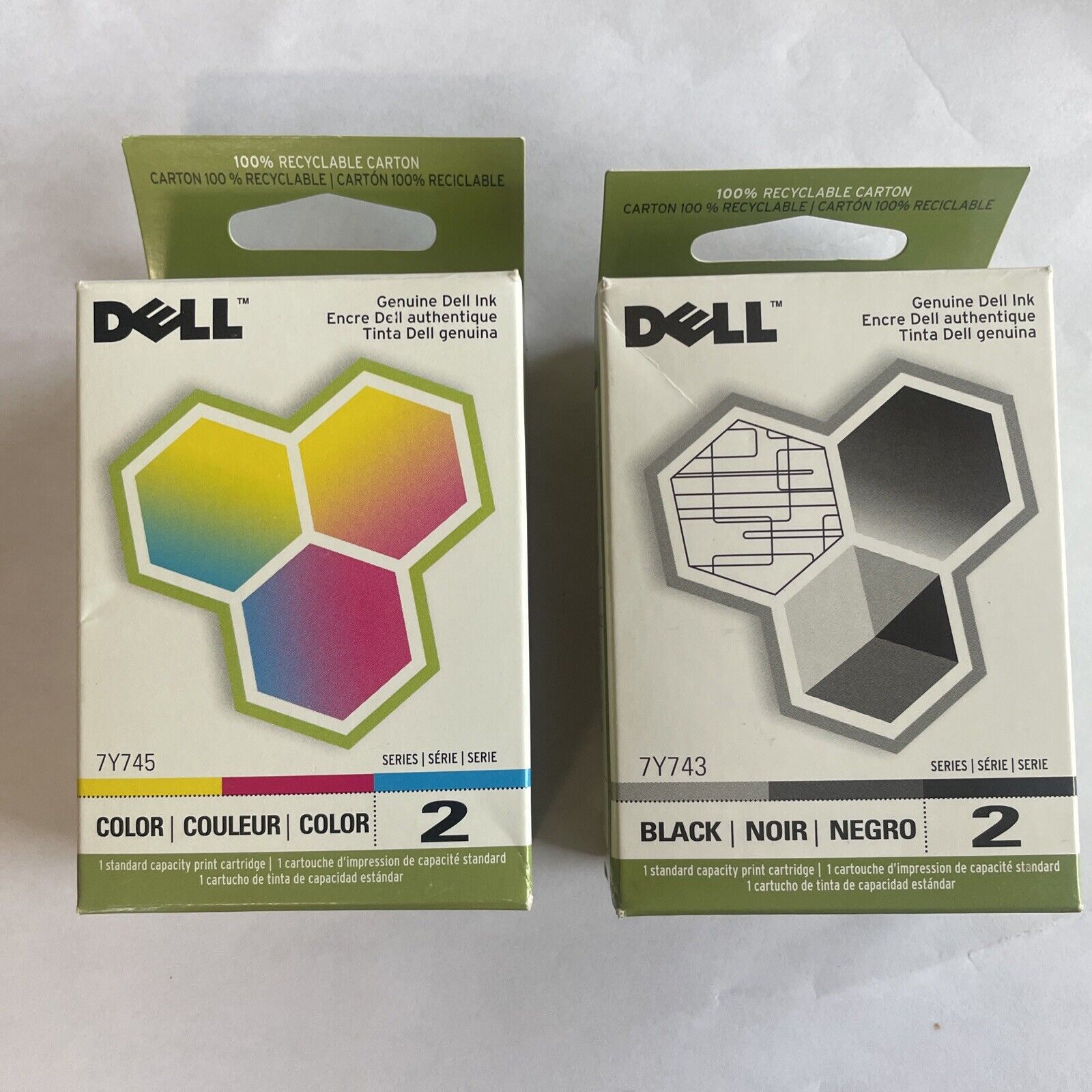 New, Pre-Owned - Dell Series 2 7Y743 Black and Color Ink Cartridges