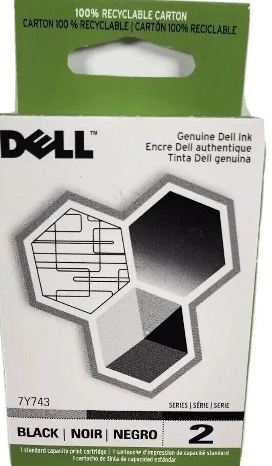New, Pre-Owned - Dell Series 2 7Y743 Black Ink Cartridges