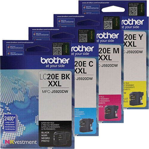 New, Pre-Owned - Brother LC20E Extra High Yield Black and Color Ink Cartridges