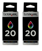 New, Pre-Owned - Lexmark 20 (15M0120) Color 2 Pack Ink Cartridges