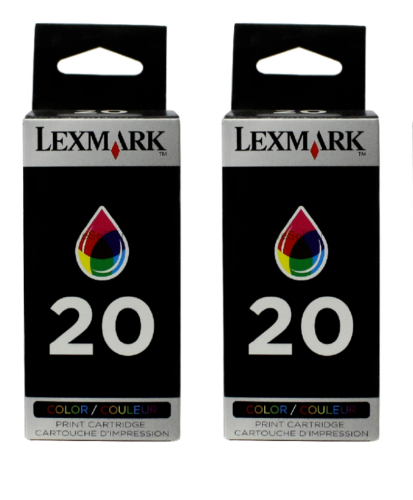 New, Pre-Owned - Lexmark 20 (15M0120) Color 2 Pack Ink Cartridges