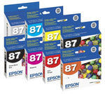 New, Pre-Owned - Epson T087 Black and Color Ink Cartridges- 8 Pack