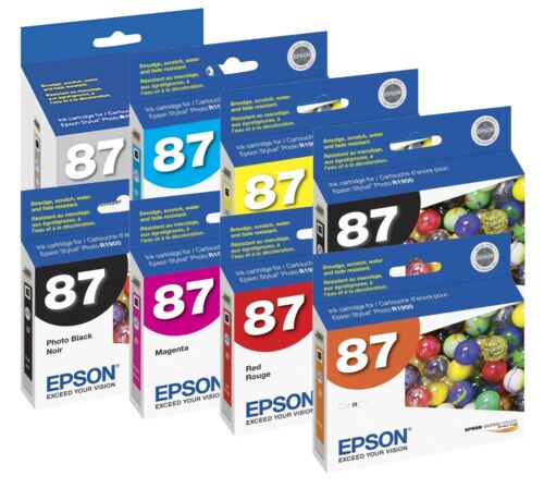 New, Pre-Owned - Epson T087 Black and Color Ink Cartridges- 8 Pack