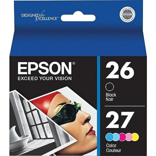 New, Pre-Owned - Epson T026 T027 Black & Color Ink Cartridges