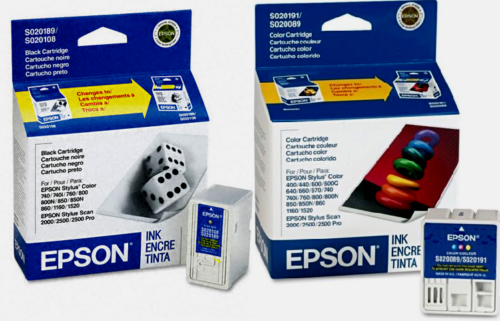 New, Pre-Owned - Epson S020191, S020108 Black & Color Ink Cartridges