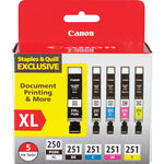 New, Pre-Owned - Canon PGI 250 XL251 Black & Color Ink Cartridge ( 5 Pack)