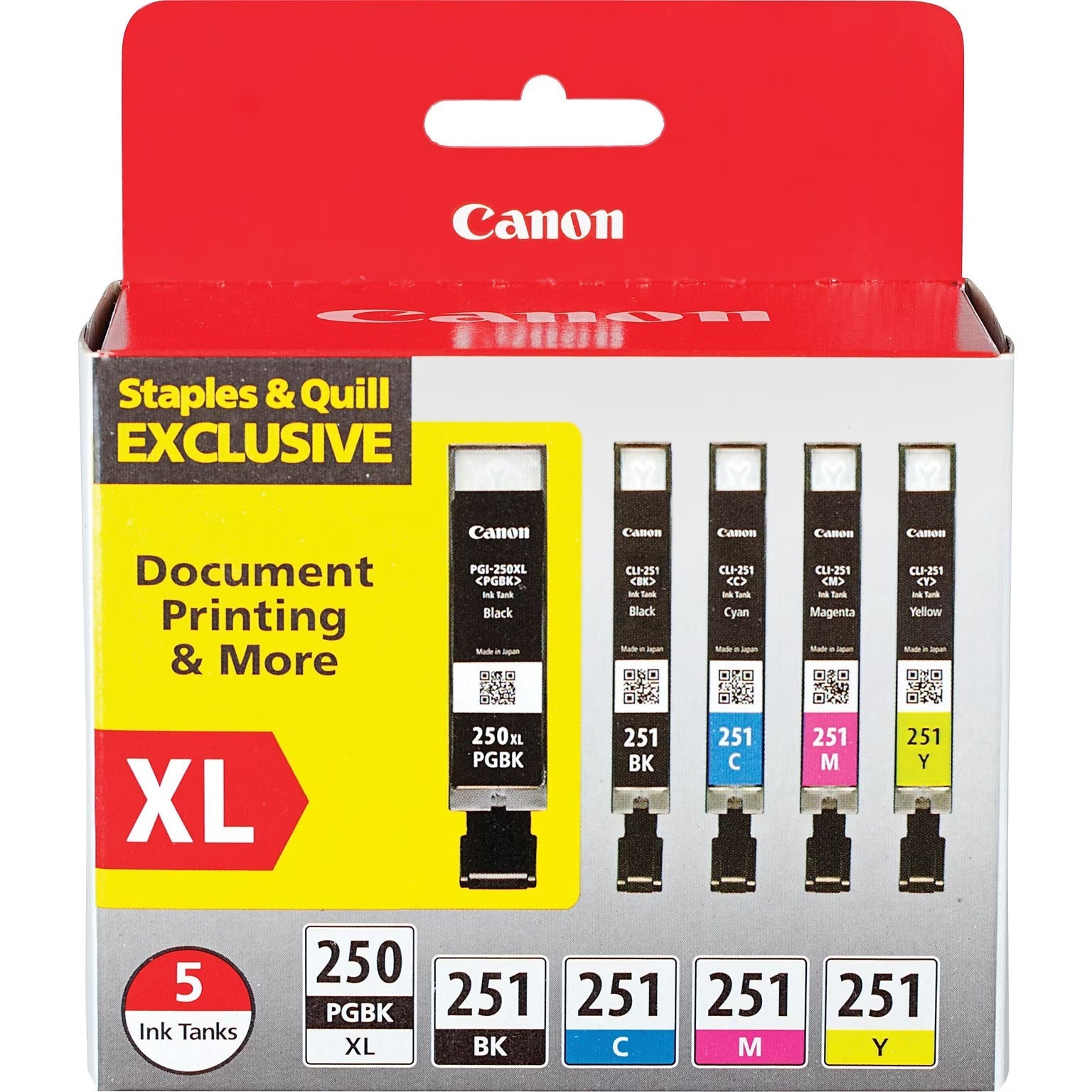 New, Pre-Owned - Canon PGI 250 XL251 Black & Color Ink Cartridge ( 5 Pack)