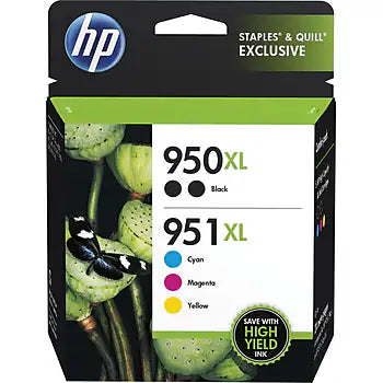 New, Pre-Owned - HP 950XL Black 2 & 951XL Cyan, Magenta & Yellow Ink Cartridges, T0A83AA