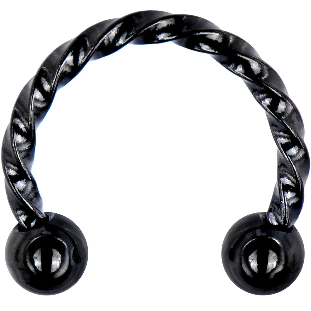 16G 5/16 Black IP Seriously Twisted Horseshoe Circular Barbell