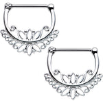 14G 1/2 Blooming Lotus Flower Nipple Clicker Set
