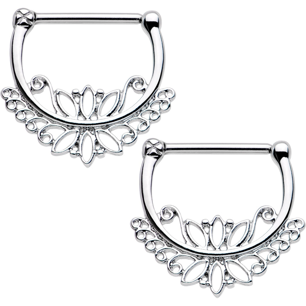 14G 1/2 Blooming Lotus Flower Nipple Clicker Set