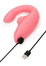 The Curve Silicone Vibrator with Clitoral Stimulator