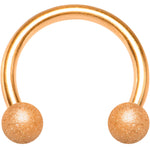 16G 5/16 Rose Gold Color PVD Textured Horseshoe Circular Barbell
